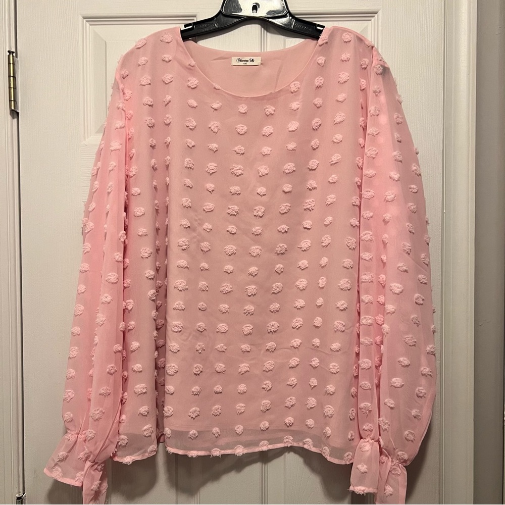Pink Pom Pom Chiffon Blouse XXL